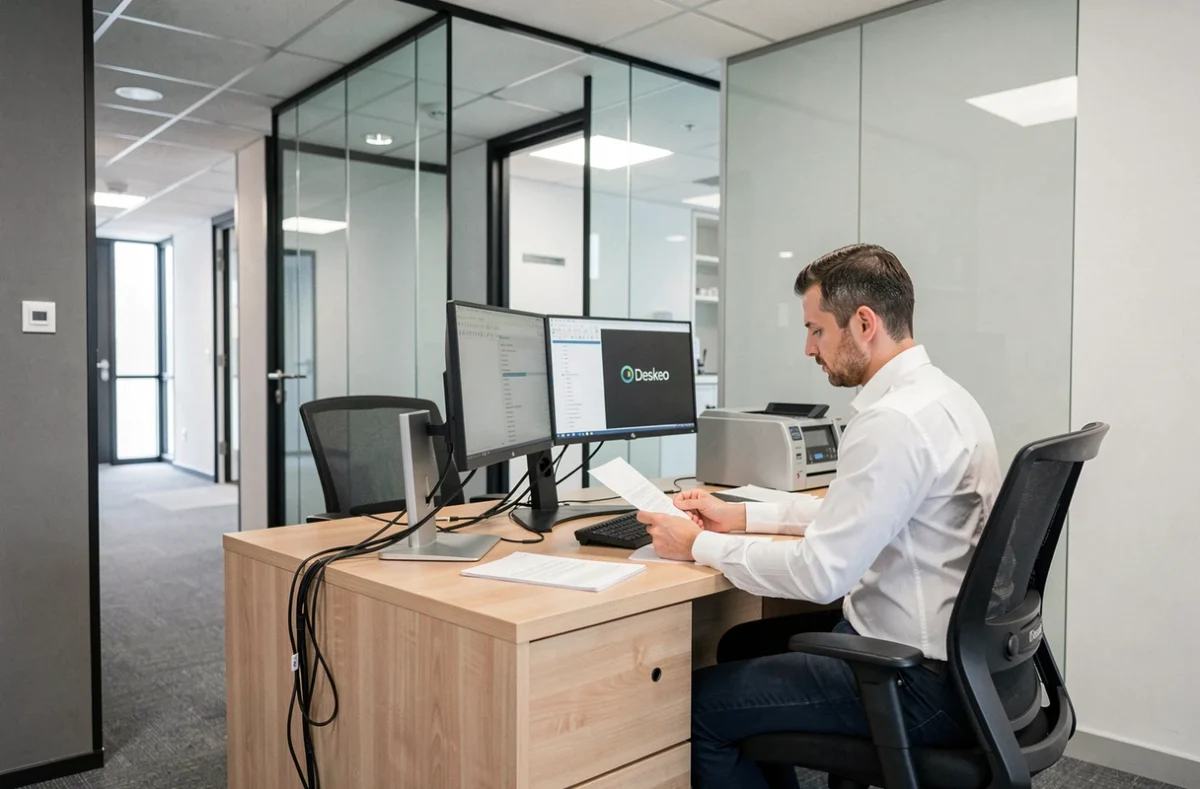 Bureau privatif clé en main Deskeo Levallois-Perret avec mobilier ergonomique et paroi vitrée