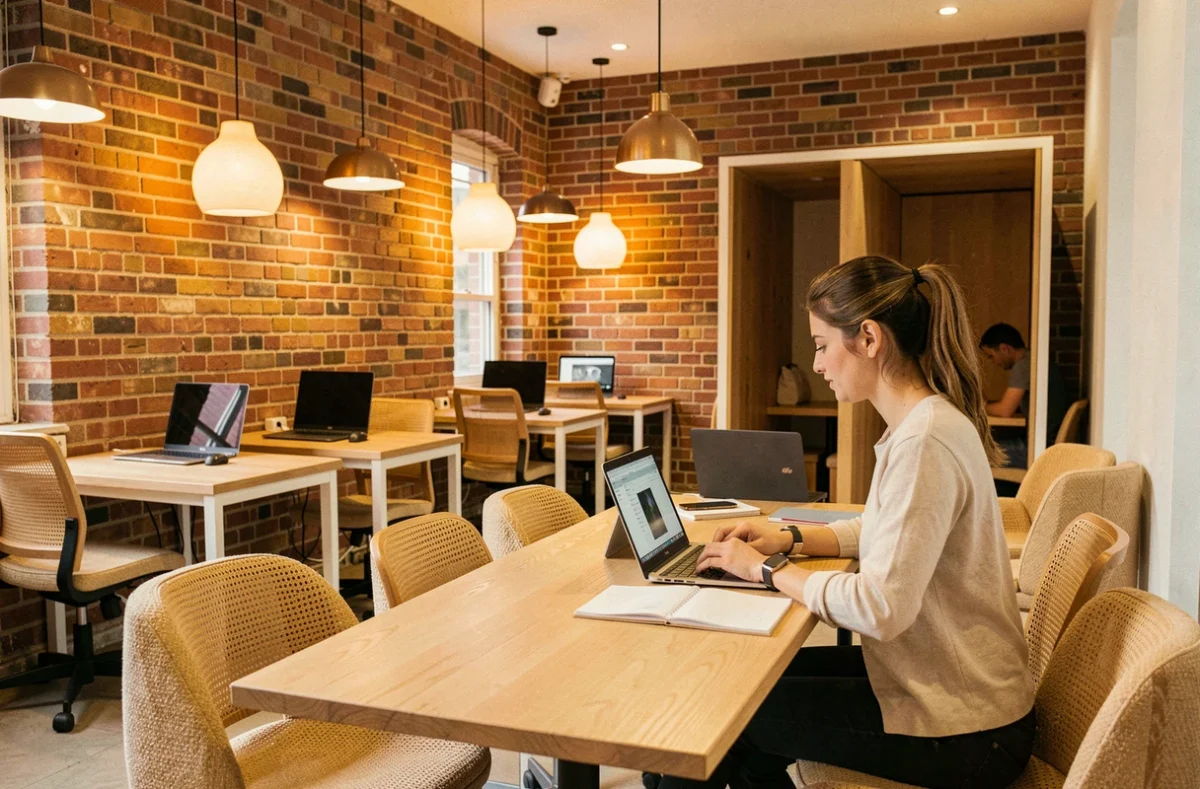 Espace de coworking Emergence Boulogne-Billancourt avec bureaux individuels et coin café pour travailleurs solos