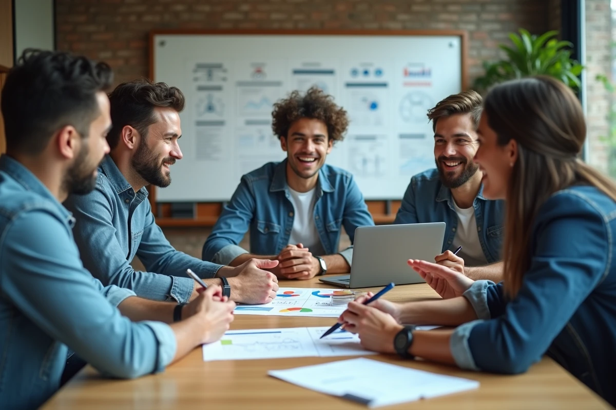 Groupe multiculturel en réunion autour d