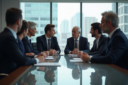 Groupe de professionnels en réunion dans un bureau moderne