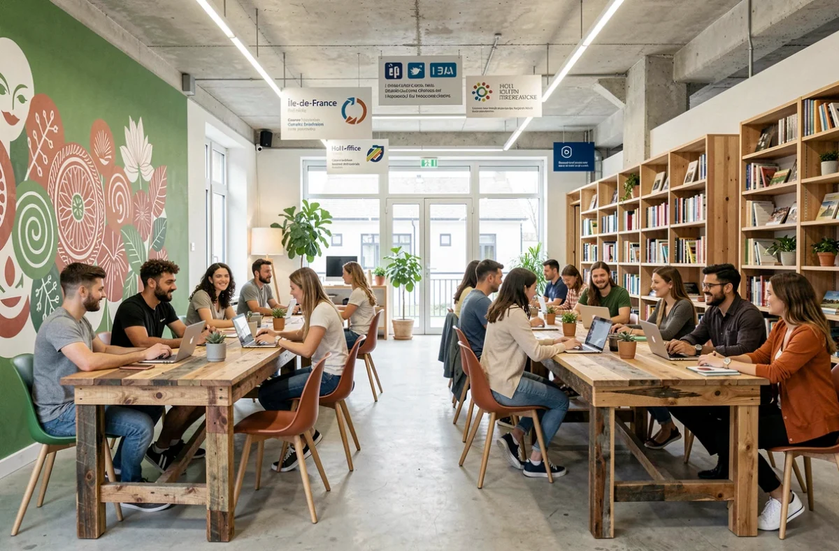 Tiers-lieu Holi Office soutenu par la Région Île-de-France avec espace collaboratif et entrepreneurs en coworking