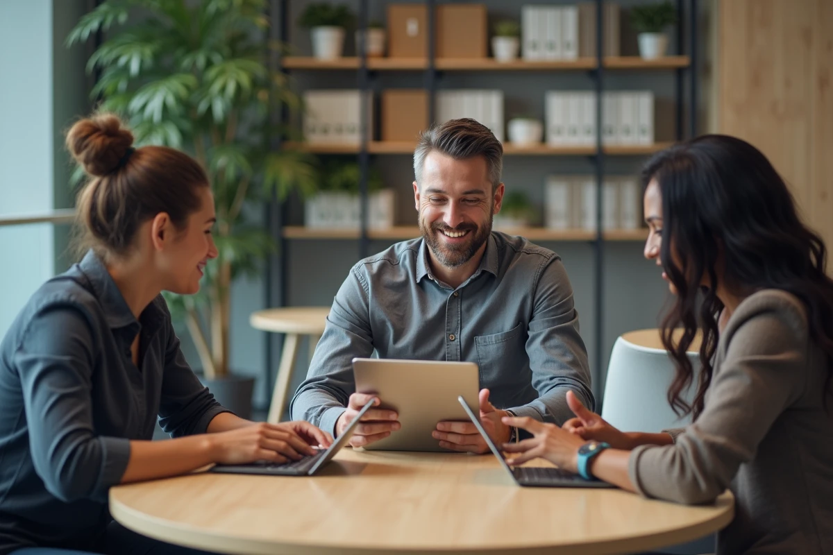 Recruteur avec équipe lors d